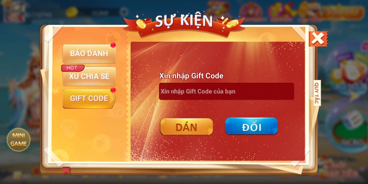 nhận gift code tại cổng game dwin68